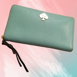 Kate Spade mint green zip around wallet